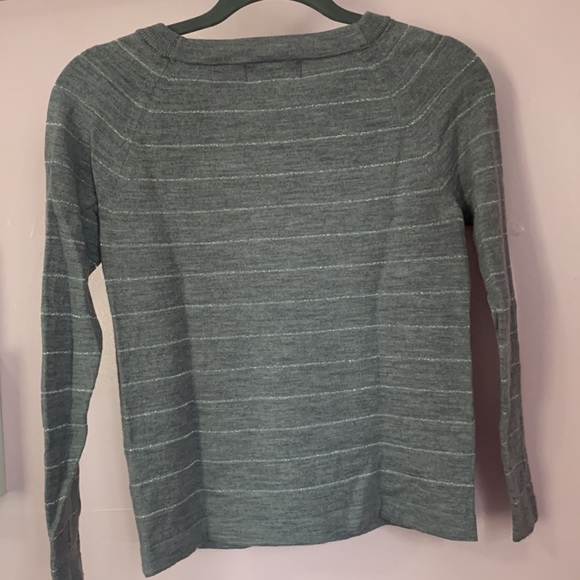 Banana Republic gray/sliver merino extra fine wool long sleeves size s striped - Picture 9 of 12